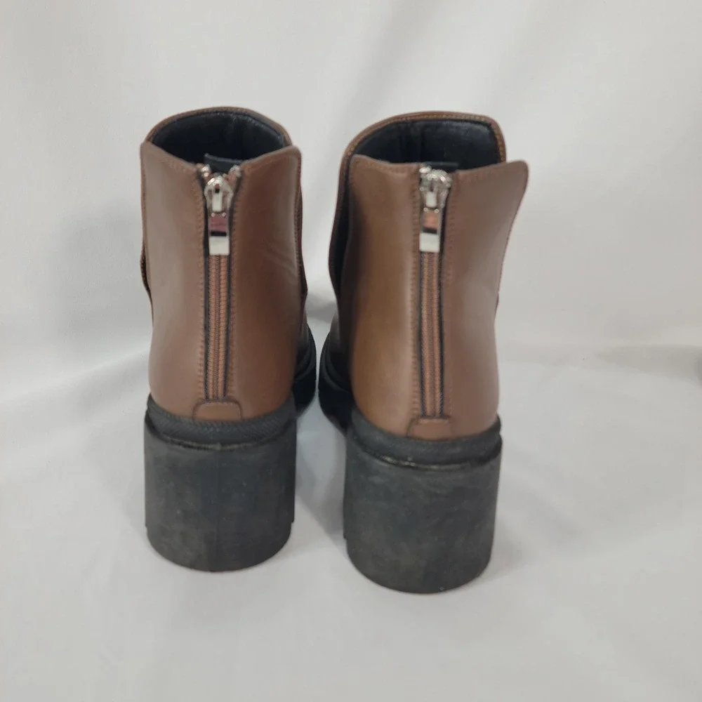 Qupid Ankle Boots Women 7 Brown Platform Lug Sole Chunky Heel Y2K Fairy Grunge